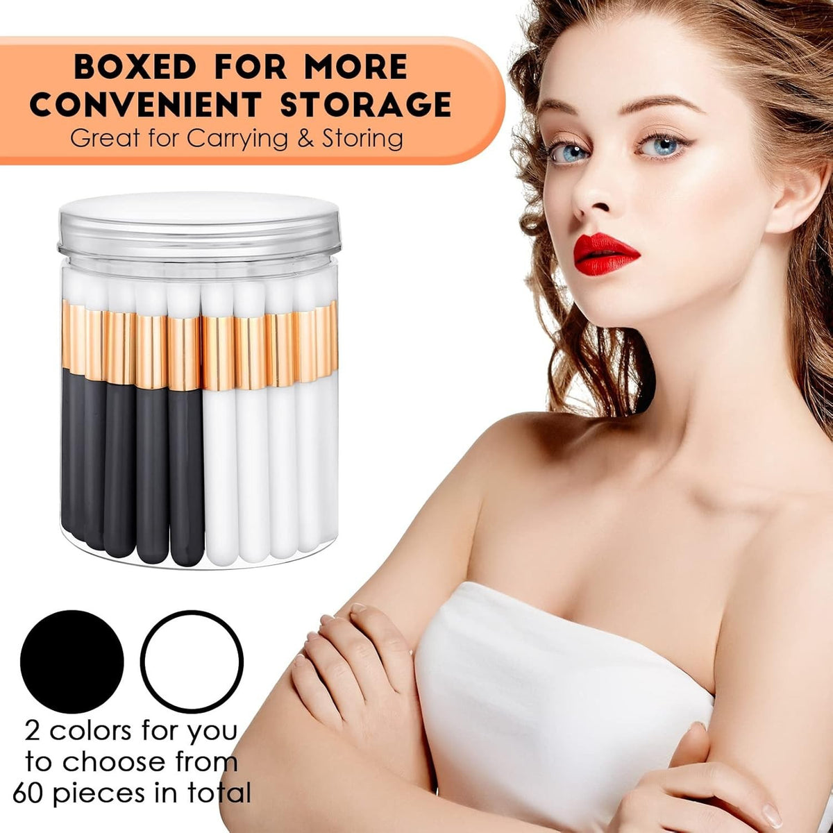 60 Pcs Lash Cleaning Brushes with Storage Container - Soft Fiber Eyelash Extension Brush Set