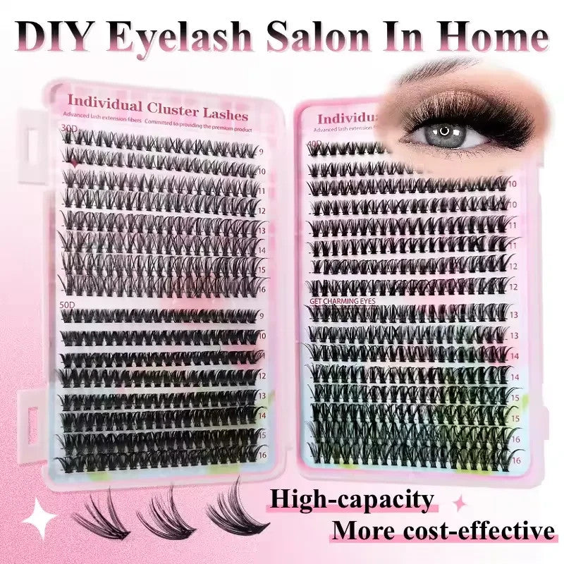 Lash Extension Kit 640Pcs DIY Individual Lash Clusters & Bond Supplies