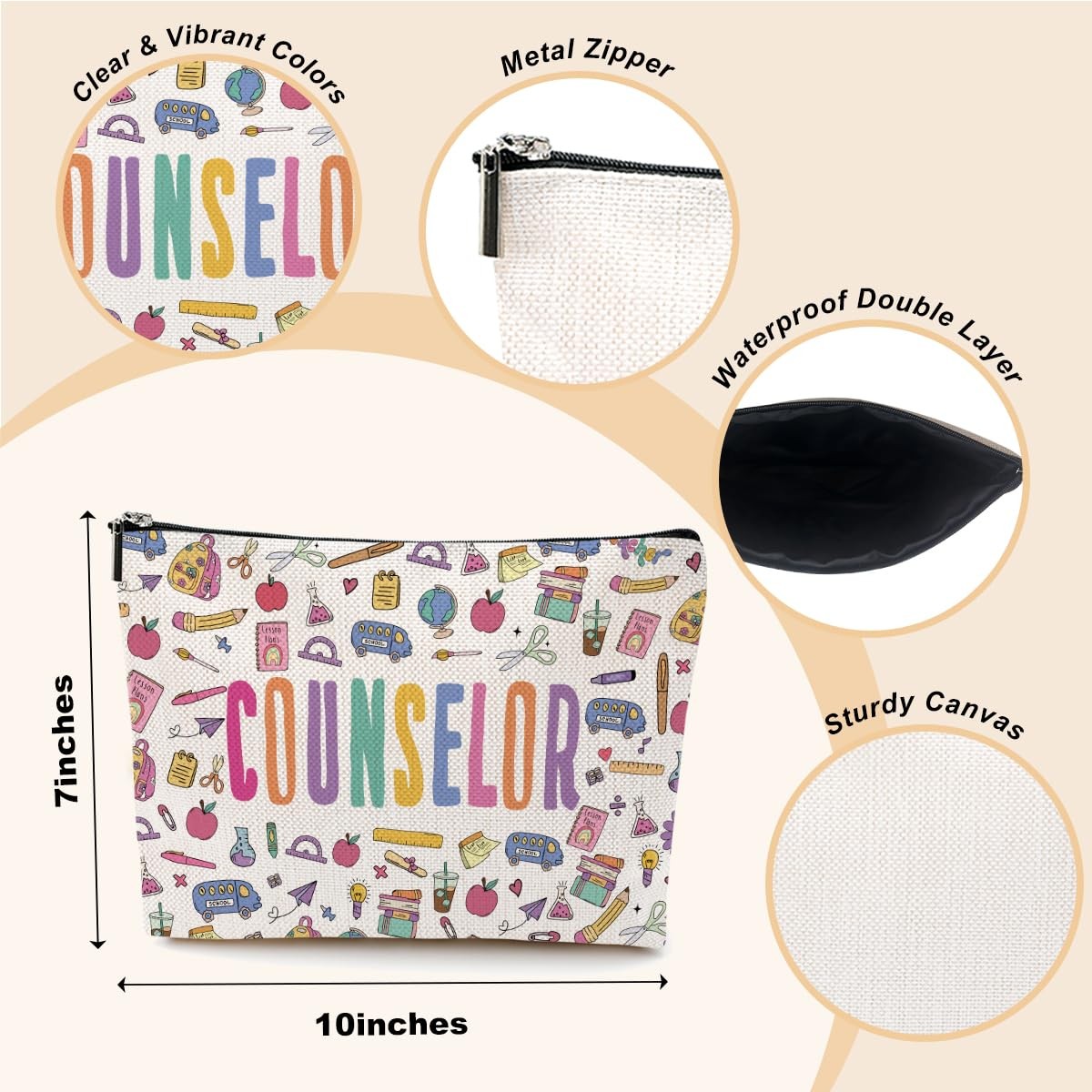 Large Capacity Cosmetic Bag for Makeup & Travel - 9.7x7 Inch, Waterproof Fabric