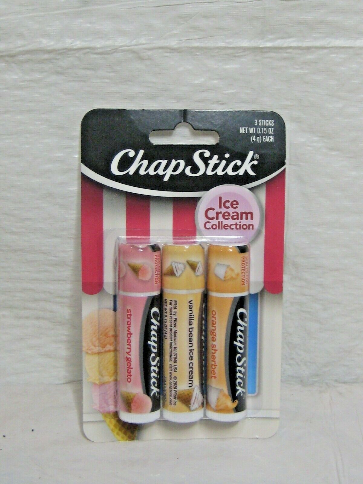 ChapStick Ice Cream Collection Lip Balm Set - Strawberry, Vanilla & Orange