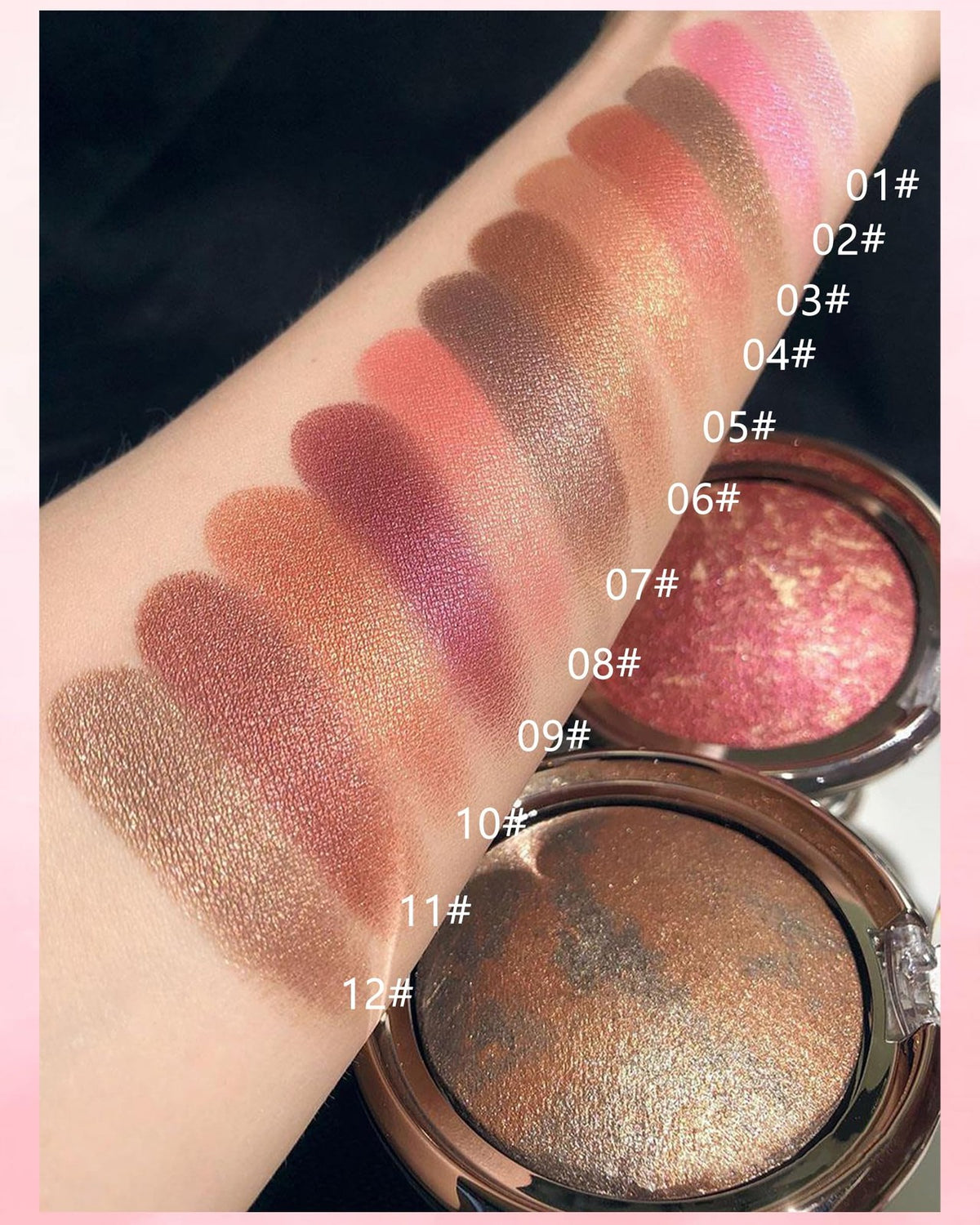 Peachy Pink Marbleized Baked Blush - Natural Glow & High Pigment