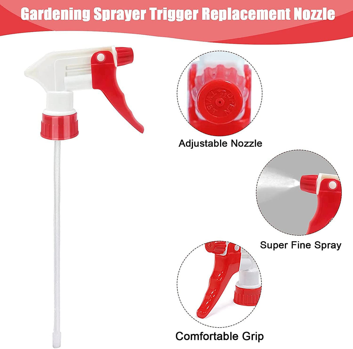 Heavy Duty Plastic Spray Bottle Nozzle Replacement Leak-Proof Sprayer