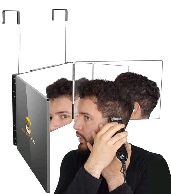 Adjustable 3-Way Makeup & Hair Cutting Mirror with 360° View - Portable Backview Trifold