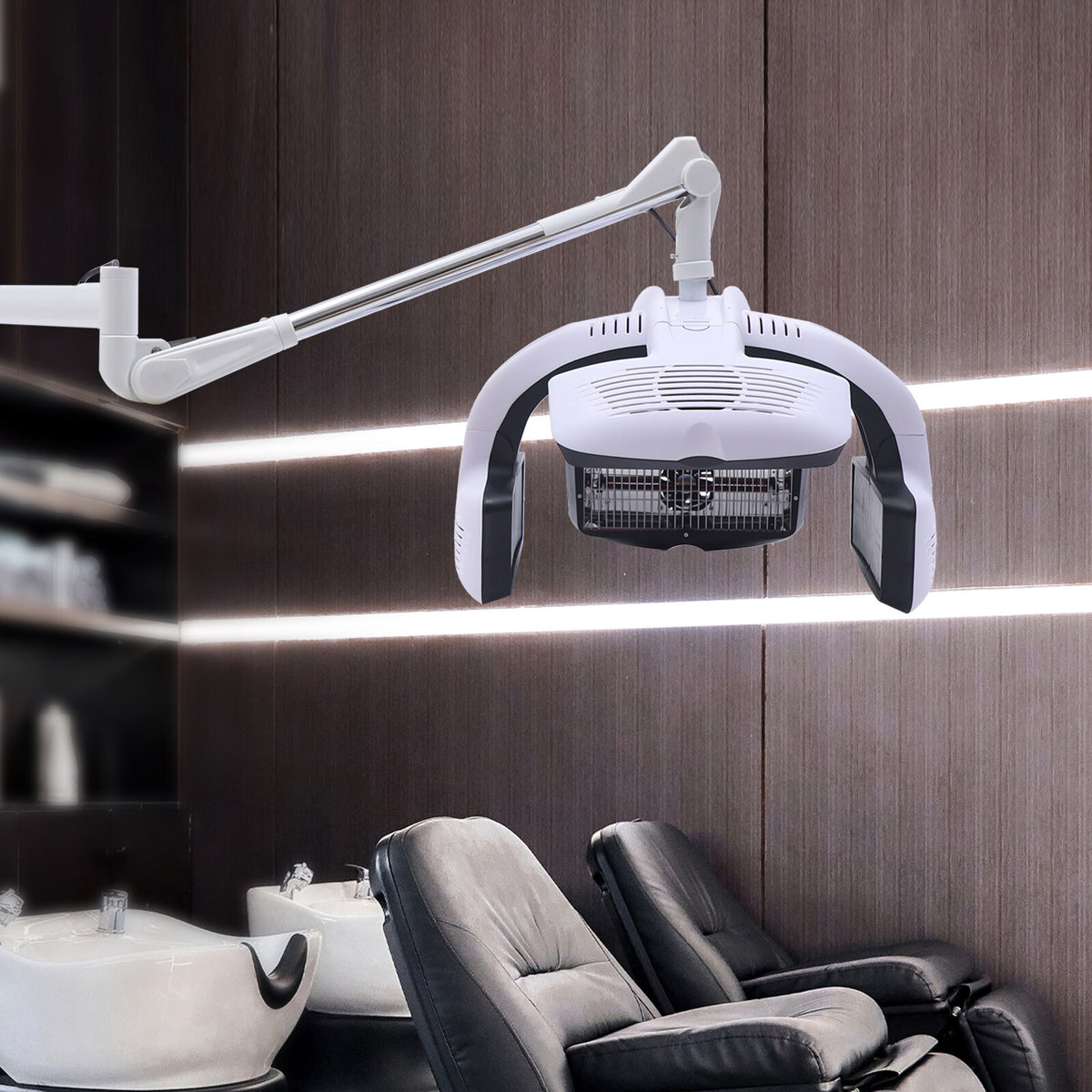 Infrared Hair Hood Dryer Wall-Mounted 1250W Salon Hair Steamer with LCD Control
