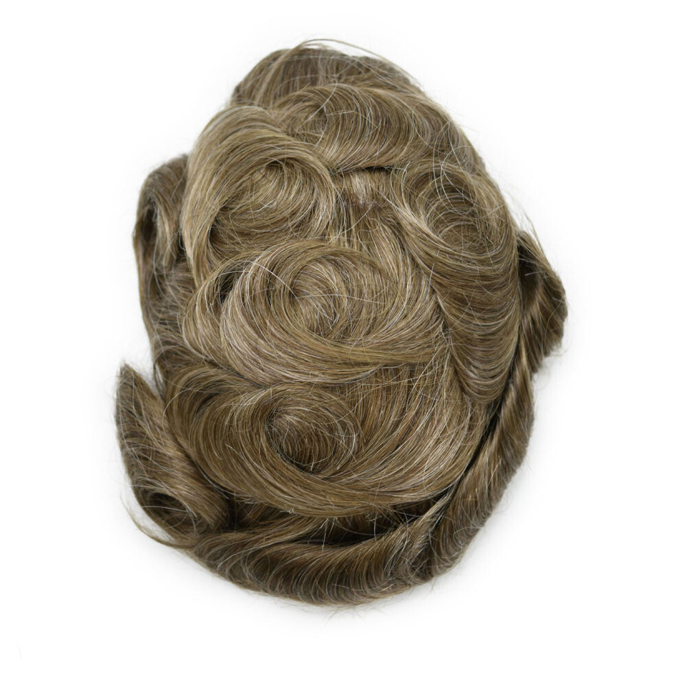 Men's Hair Replacement System Full Poly Skin Toupee - Remy Human Hair Wig