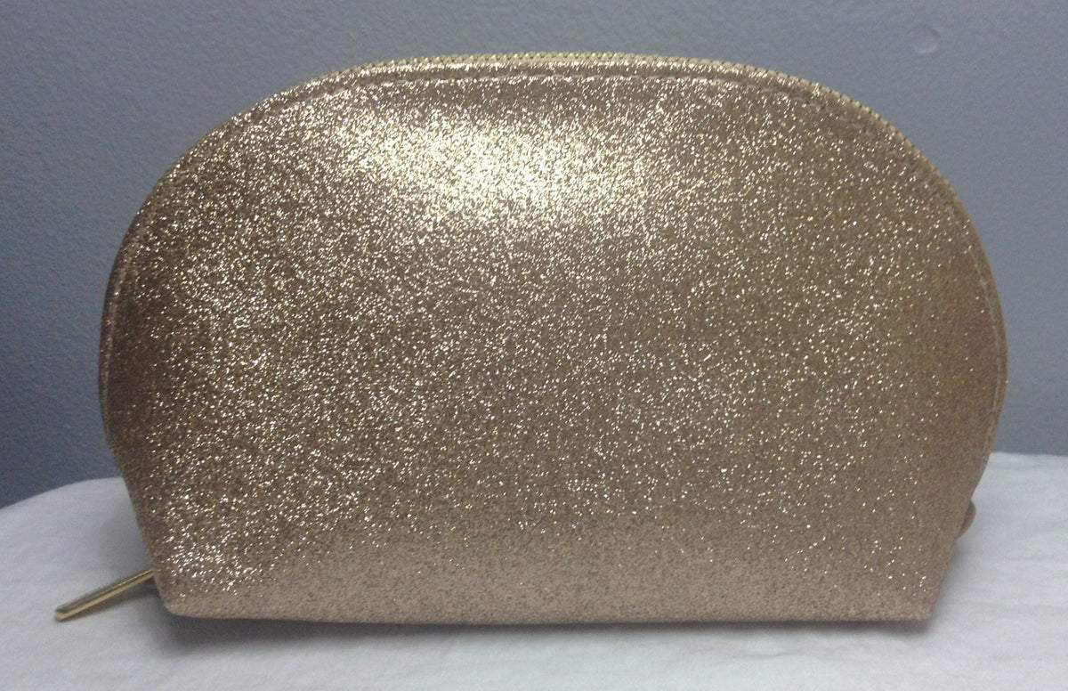 Gold Sparkle Makeup Bag - Cosmetic Storage Organizer