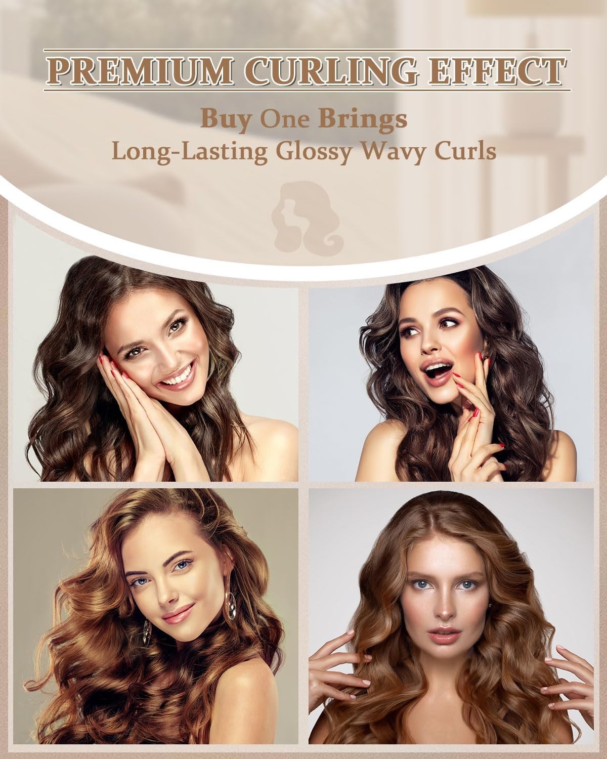 Long Ceramic Curling Iron 1-1/4 Inch Barrel with 5 Temperature Settings