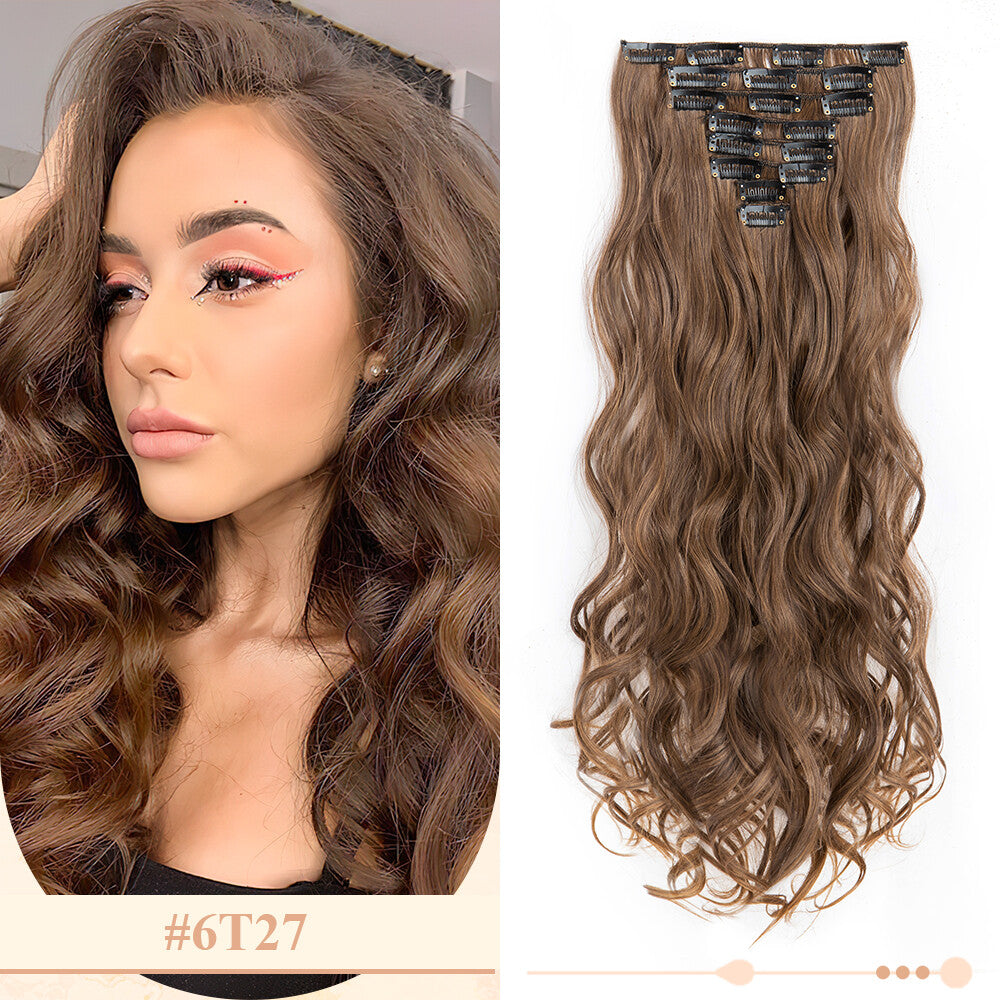 Clip-In Hair Extensions Full Head Ombre Highlight Synthetic Thick Hair 8-24 Inches