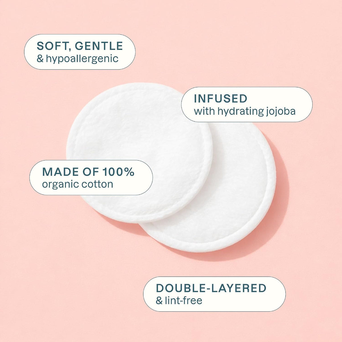 Organic Cotton Makeup Remover Pads with Jojoba Oil - 300 Count