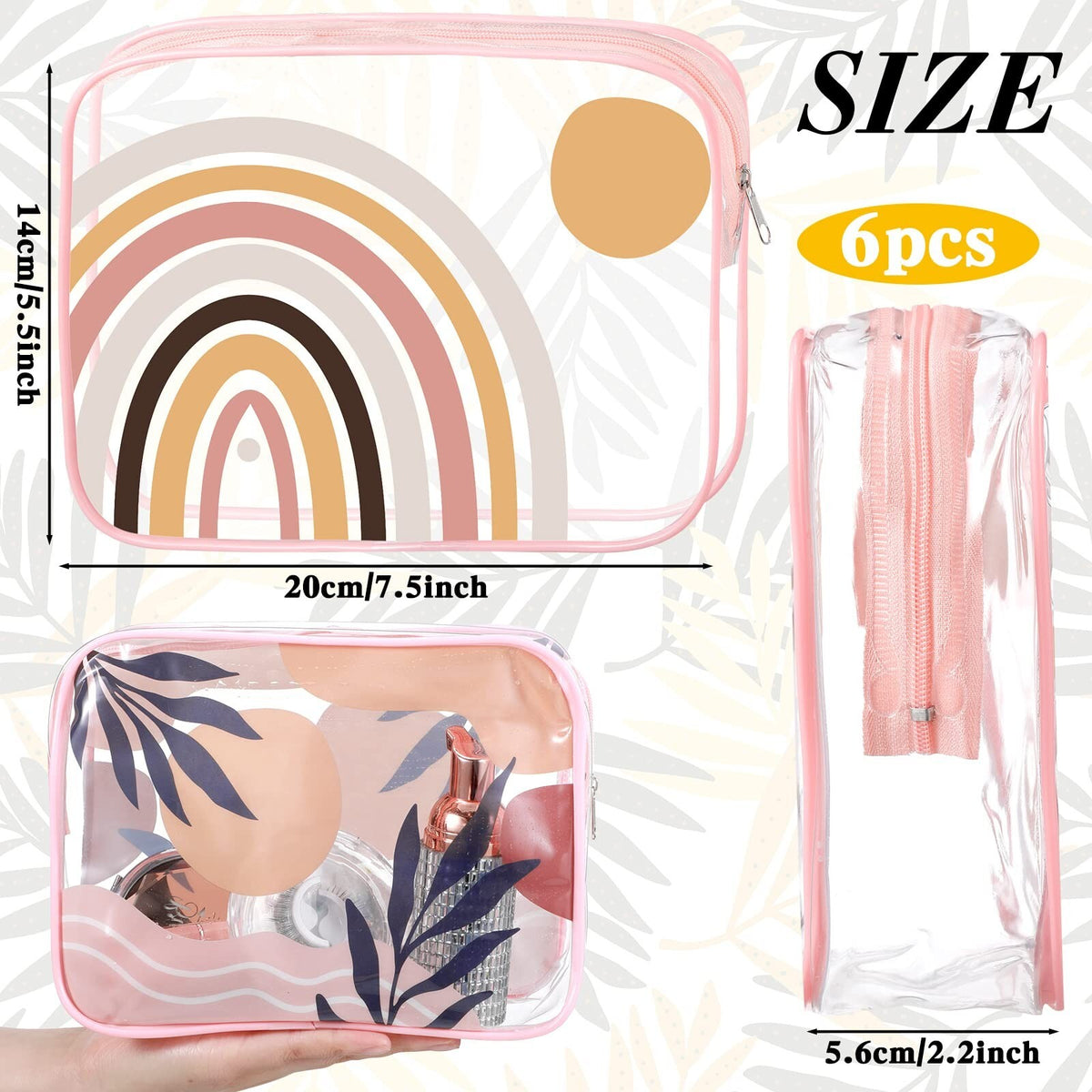 Clear Makeup Bags Set - 6 Waterproof PVC Cosmetic Organizers for Travel & Storage