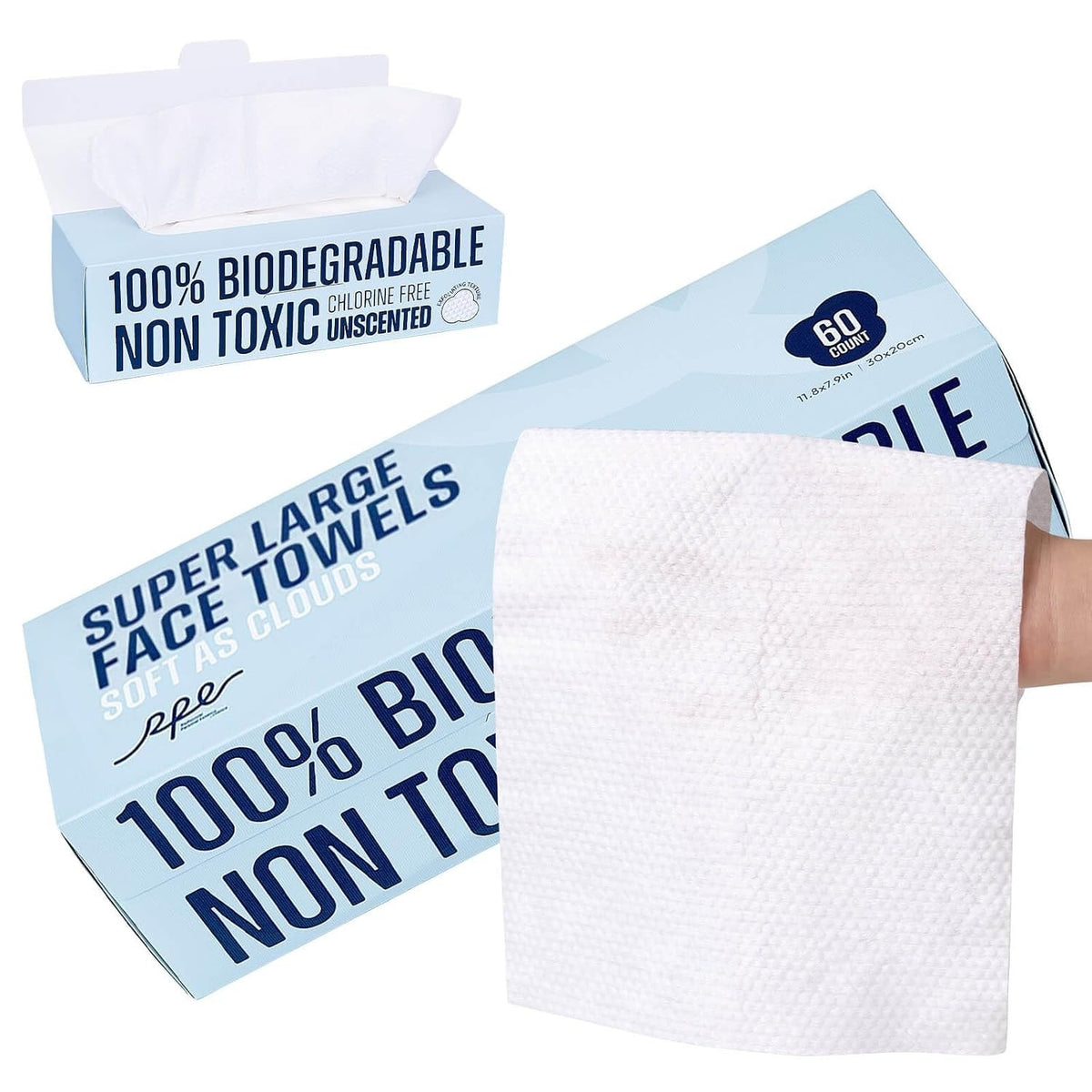 Disposable Face Towels Ultra Soft Makeup Remover Wipes 60 Count