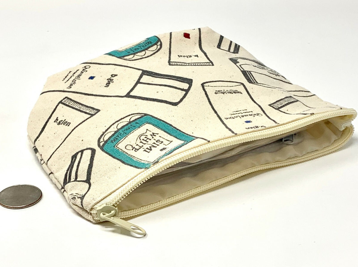 b.glen Canvas Cosmetic Bag - Travel Makeup & Toiletry Organizer 5.5 x 7.5 Inches