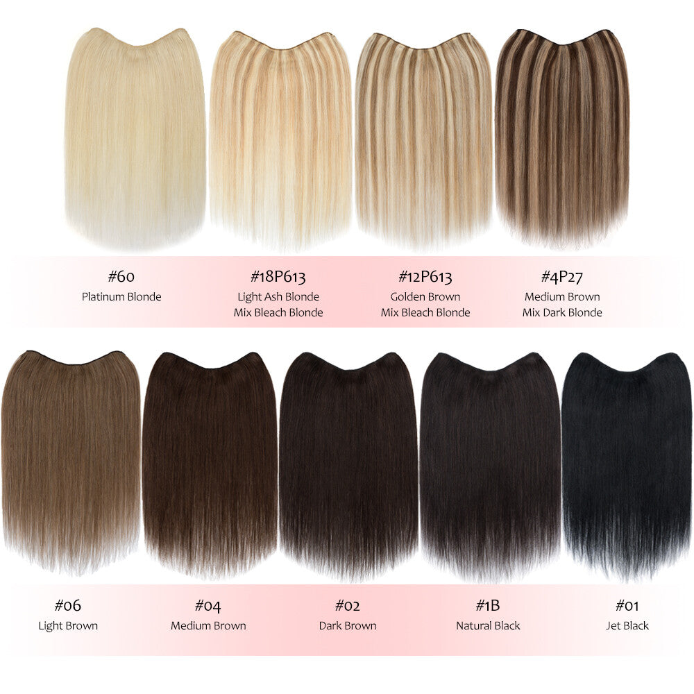 Clip-In Human Hair Extensions V-Shape Half Head - Remy Straight Hair
