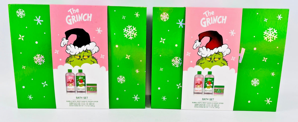 The GRINCH Bath Set 2 PACK Bubble Bath, Body Wash, & Sugar Scrub
