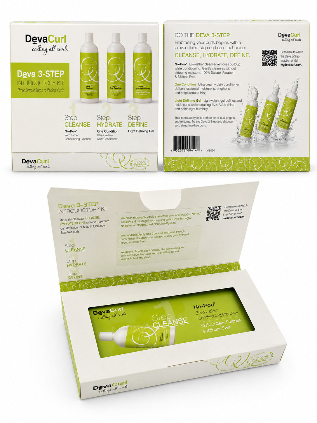 Curl Care Travel Kit - No-Poo, Conditioner & Defining Gel for Curly Hair