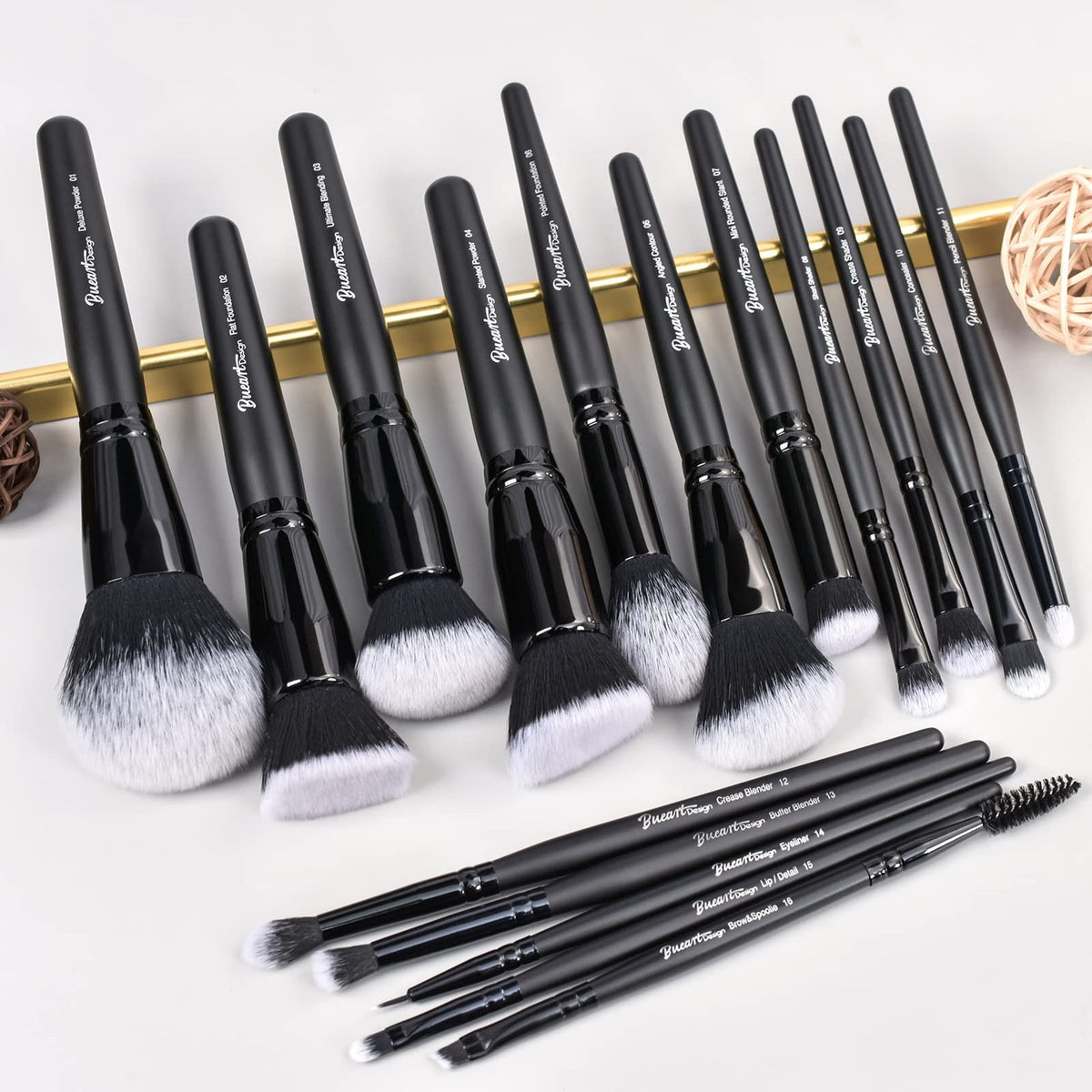Makeup Brush Set 19 Pcs - Professional Synthetic Face & Eye Brushes with Holder