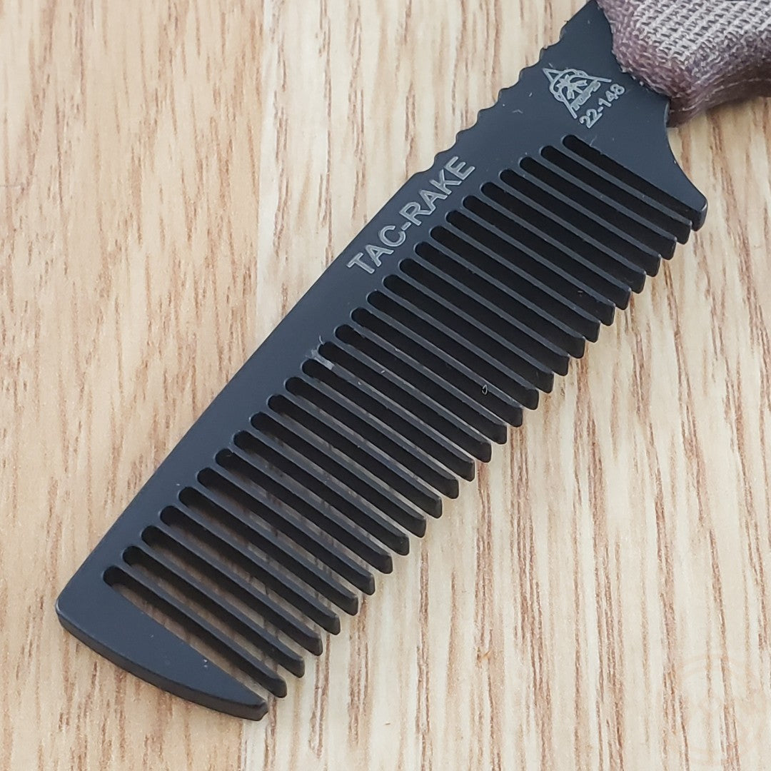 3-Inch Carbon Steel Rake Blade with Tan Canvas Micarta Handle