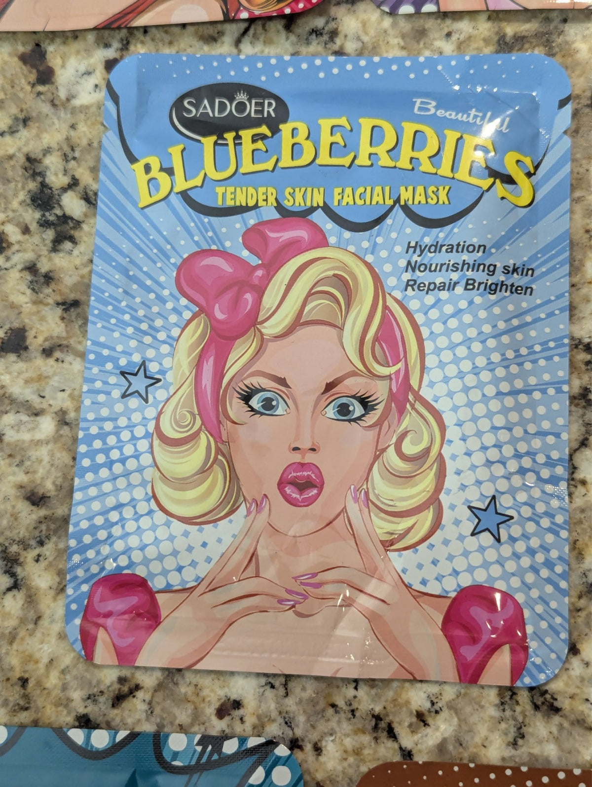 8-Piece Moisturizing Facial Mask Variety Pack - Blueberry, Lemon & Rose