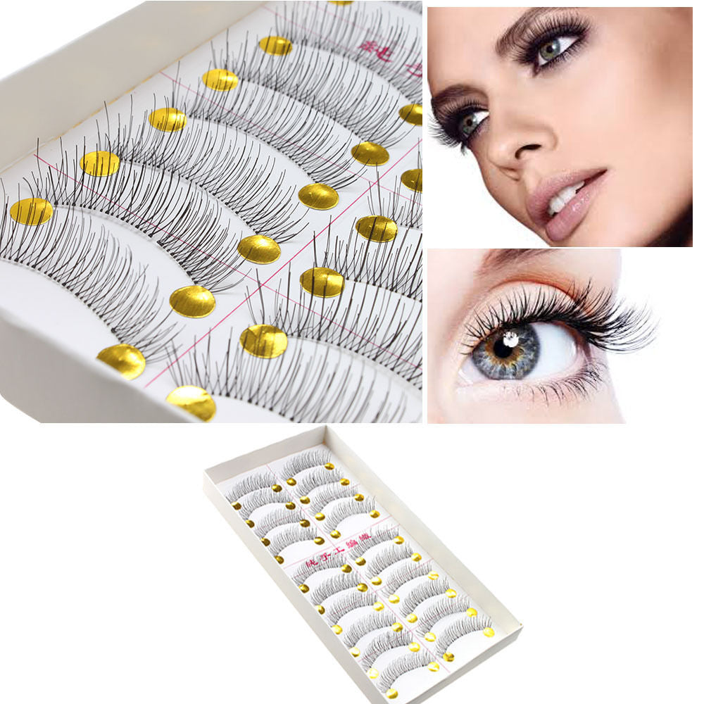 10 Pairs Natural Handmade False Eyelashes for Voluminous Eye Makeup