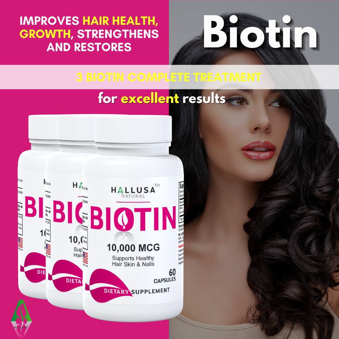 Biotin 10,000 mcg Capsules – Hair Growth & Nail Support, 60 Count