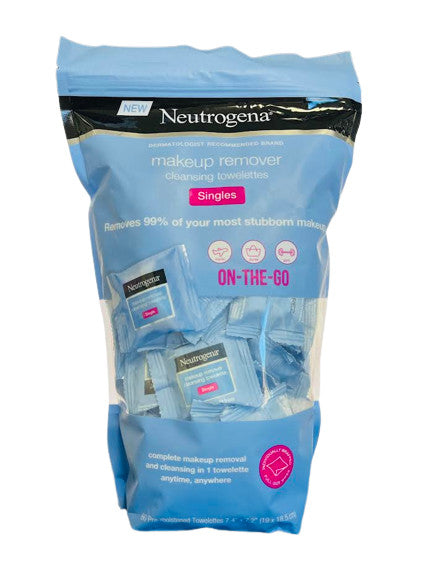 Neutrogena Makeup Remover Cleansing Towelettes Singles 60 Count - On-The-Go Face Wipes