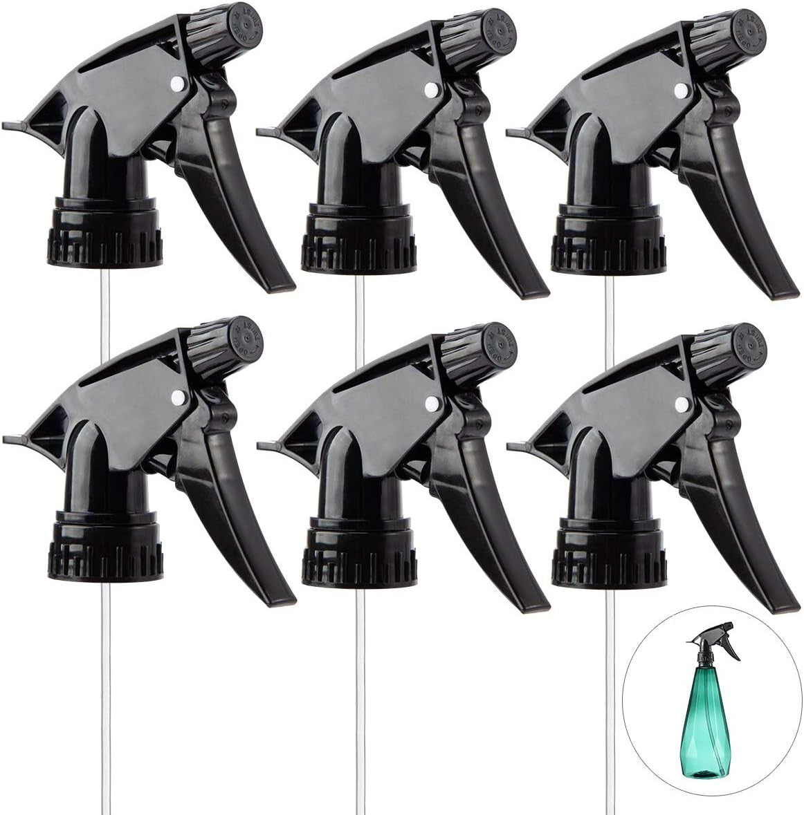 6-Pack Spray Bottle Nozzle Replacements - Mist & Stream, Leak-Proof, Adjustable Modes