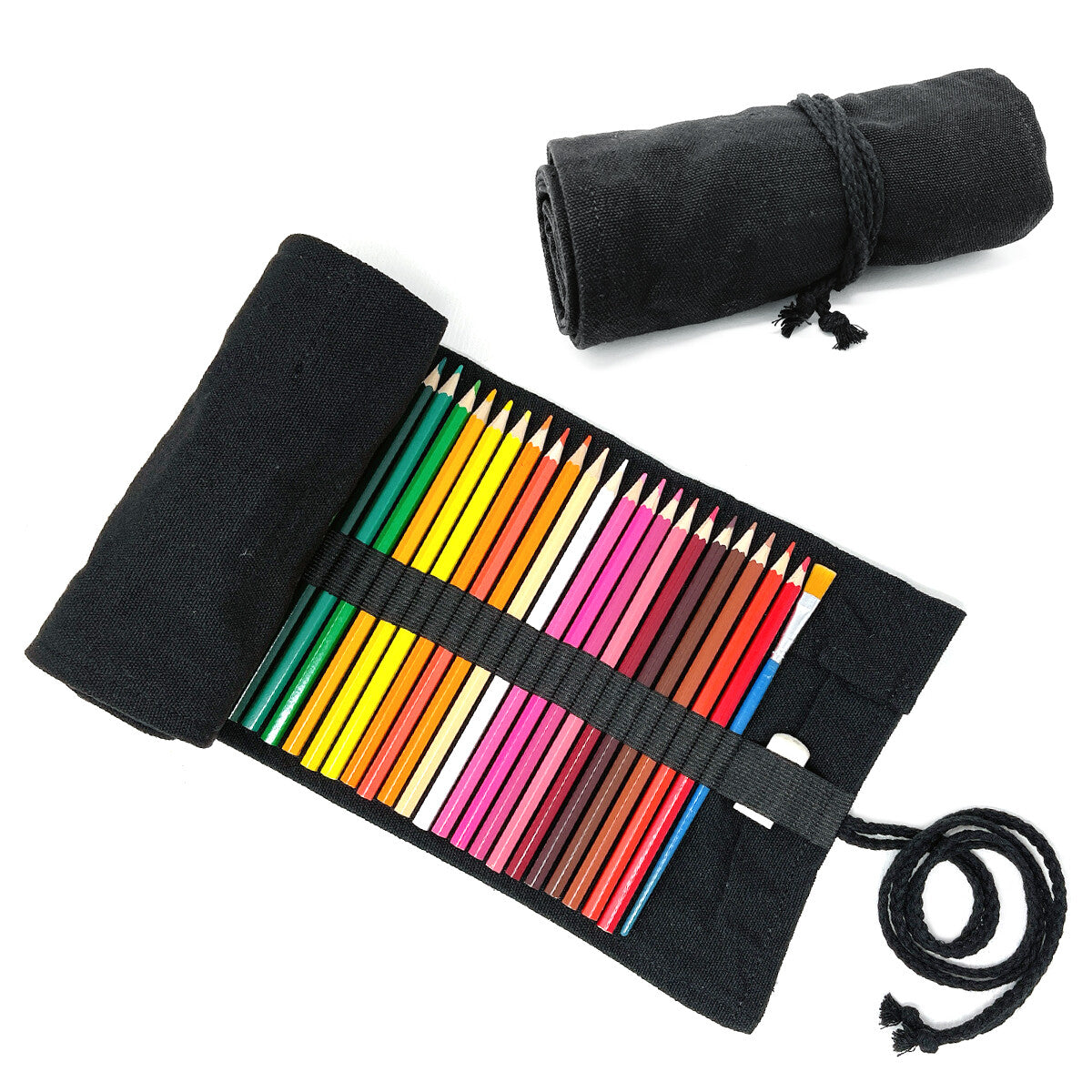 Pencil Roll Organizer with 72 Slots - Art Supply Travel Case, Canvas Wrap