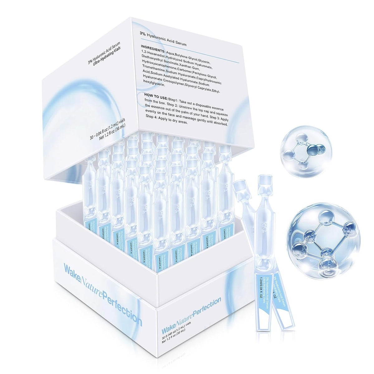 30pcs Hyaluronic Acid Serum Vials - Deep Hydration & Firming Skin Care