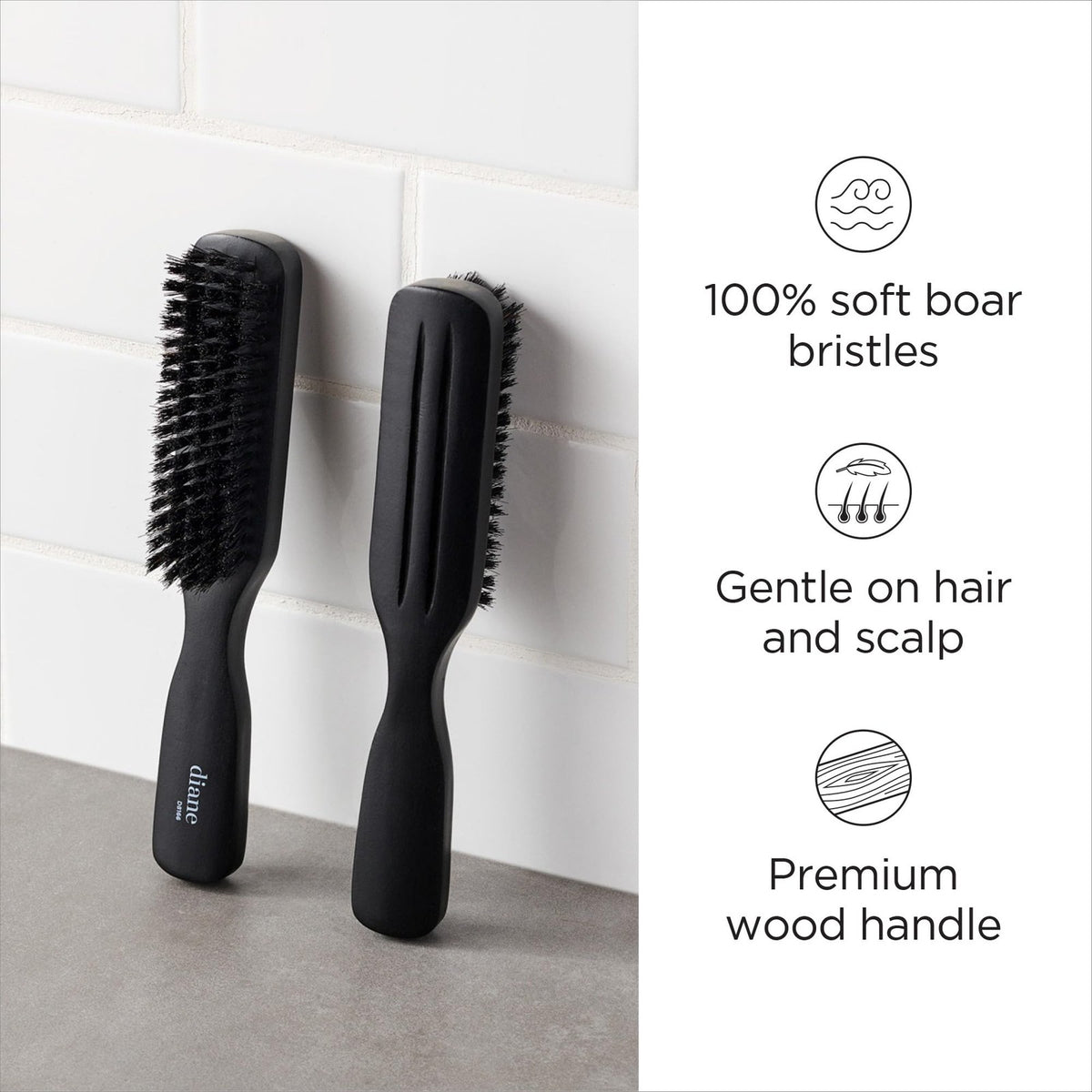 Boar Bristle Hair Styling Brush for Fine to Medium Hair - Natural Wooden Handle