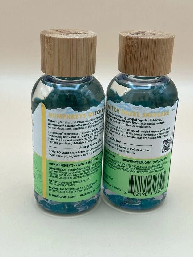 Humphreys Alcohol-Free Witch Hazel Toner with Cucumber 3.3 oz - Pack of 2