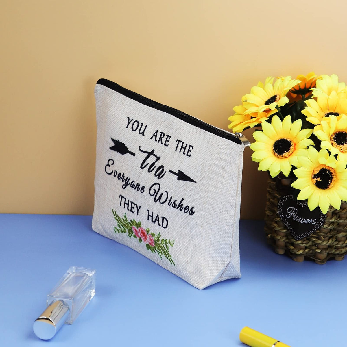 Personalized Aunt Makeup Bag - Niece & Nephew Gift Travel Cosmetic Organizer