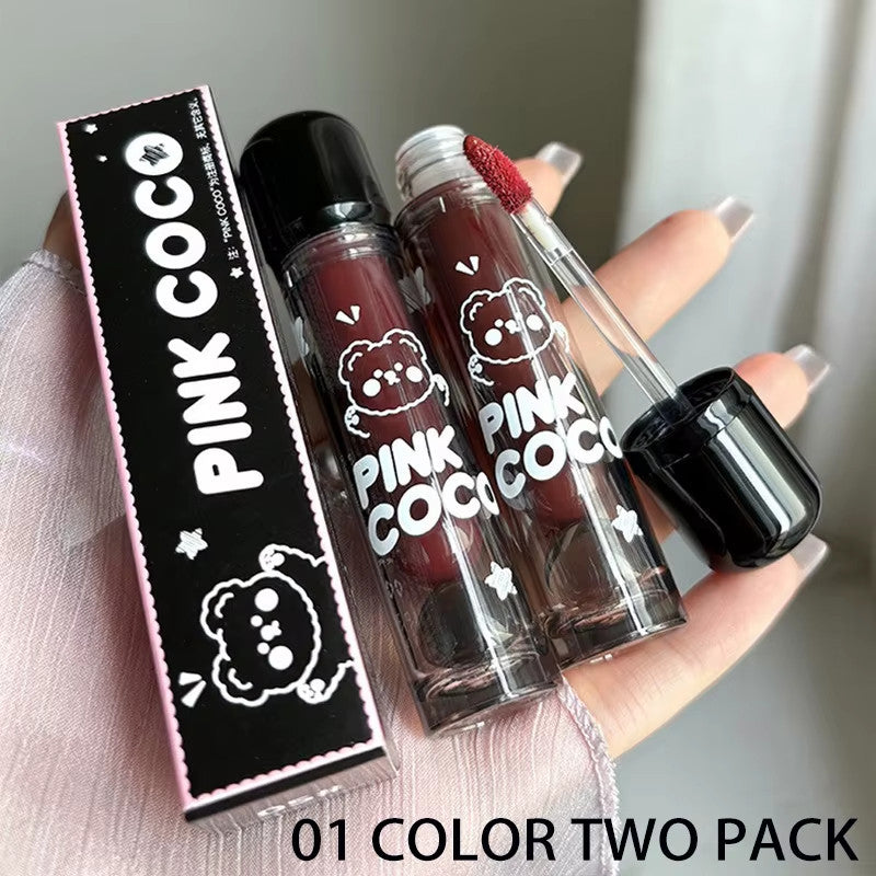 PinkCoco Bear Doodle Lip Gloss - Long-Lasting Shiny Lip Makeup Set