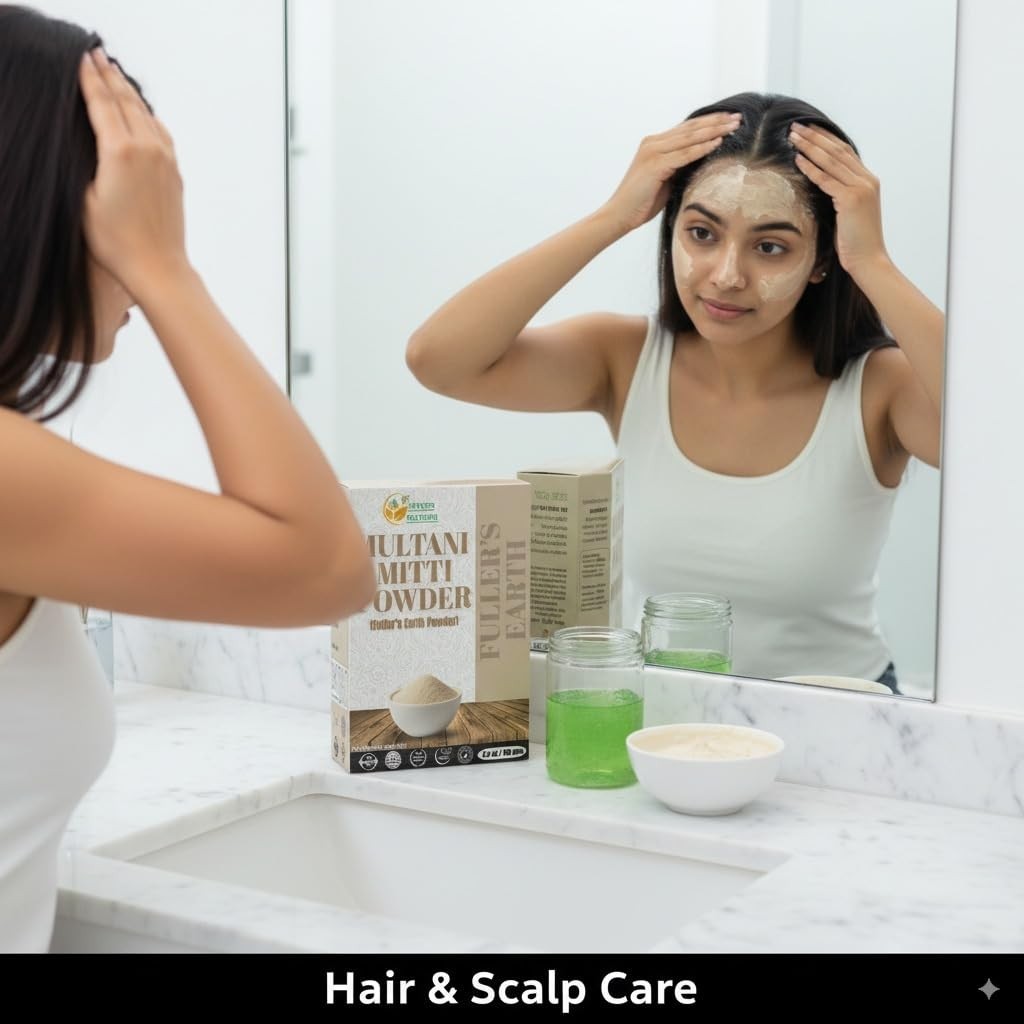 Chemical-Free Multani Mitti Earth Clay Face & Hair Mask - Detoxifying 5.3oz