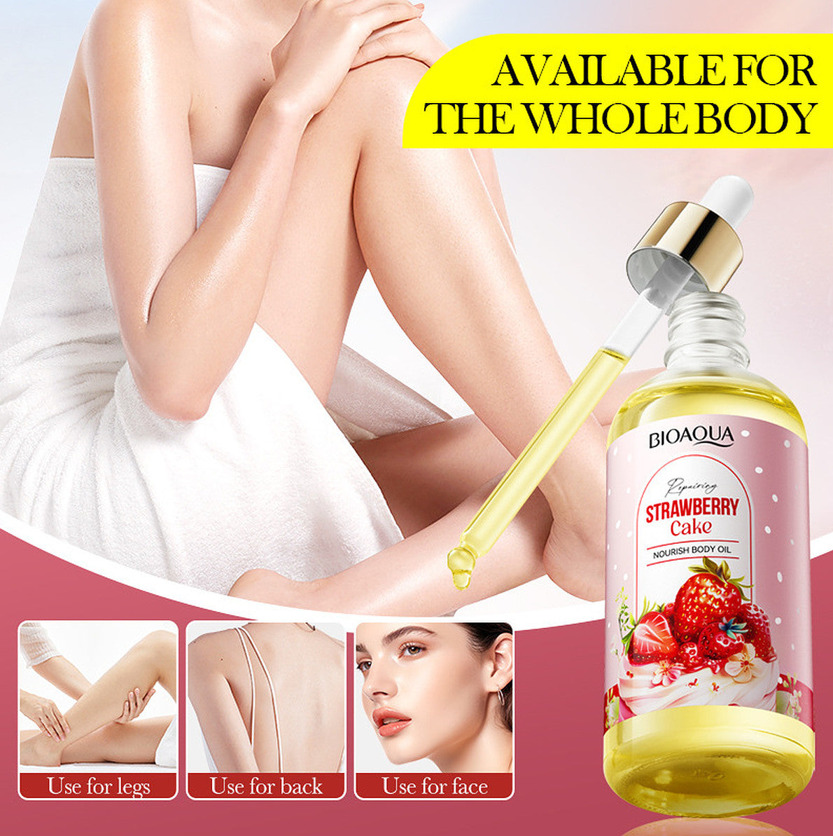 Bioaqua Strawberry Cake Body Oil Nourishing Moisturizing Skin Care