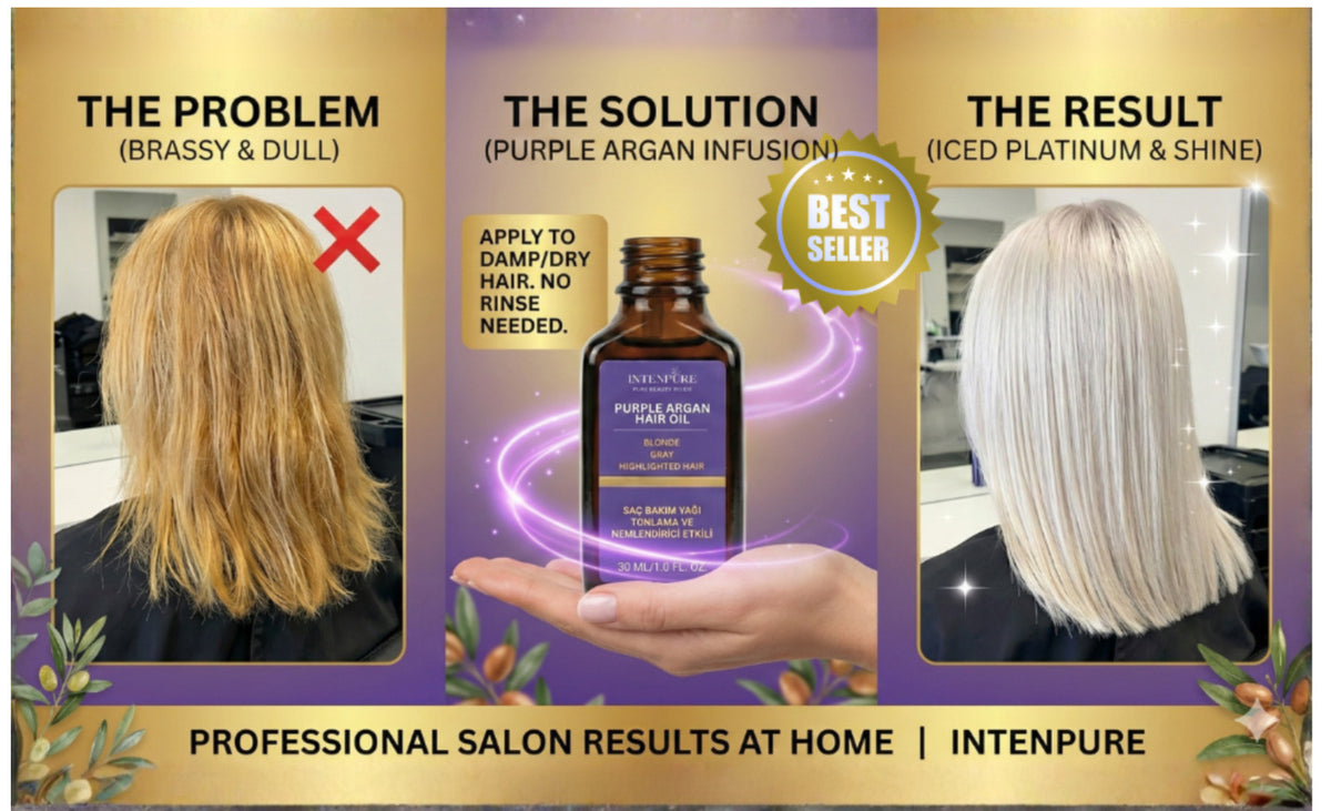 Purple Hair Oil for Blonde & Gray Hair - Anti Brass & Shine Serum