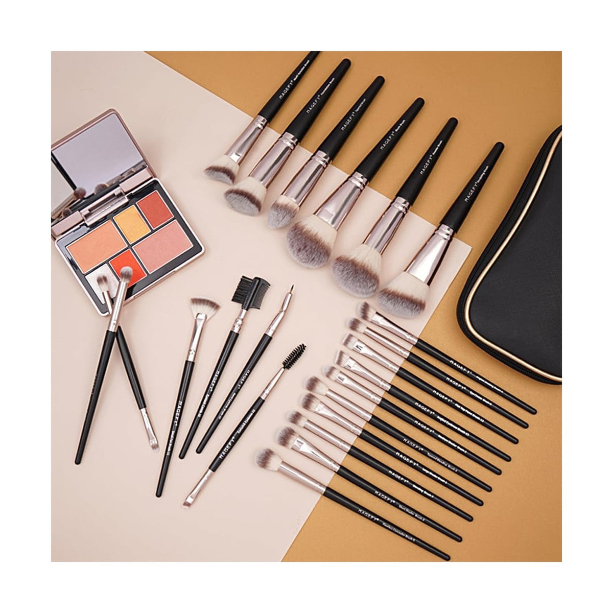 Professional Makeup Brush Set 22 Pcs Synthetic Brushes with Travel Case