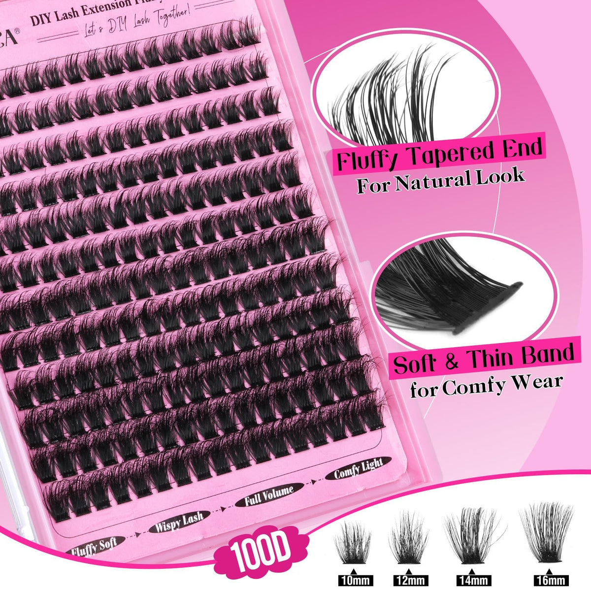 DIY Fluffy Eyelash Clusters 10-16mm Wispy Volume Fake Eyelashes 240pcs