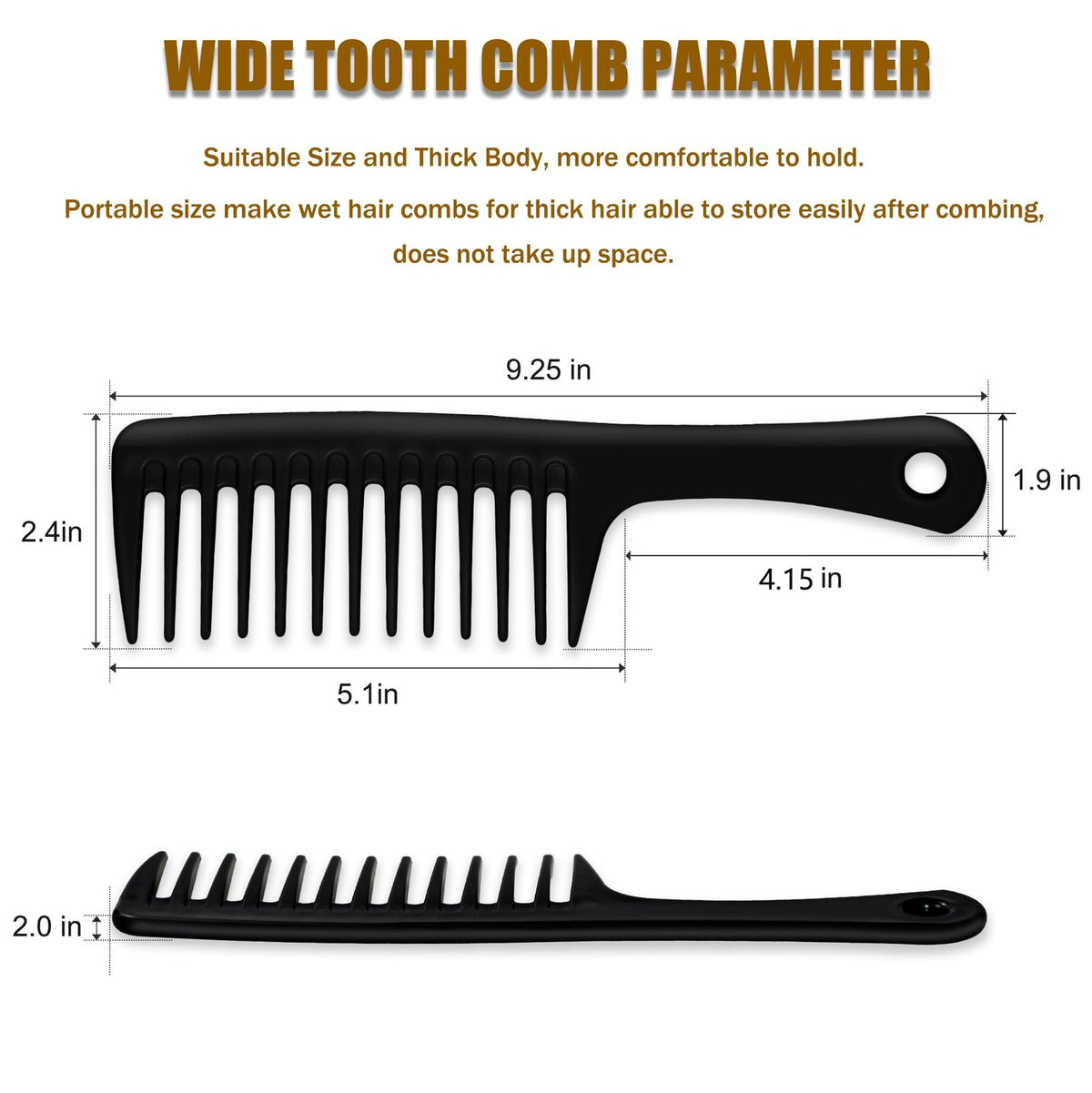 4 Pieces Wide Tooth Comb Set for Hair Care - Black & White, Professional Styling Tool