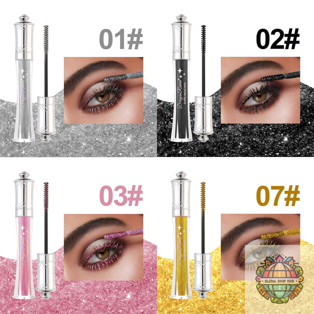 Colorful Glitter Mascara Set - Long, Voluminous, Sparkling Lash Colors