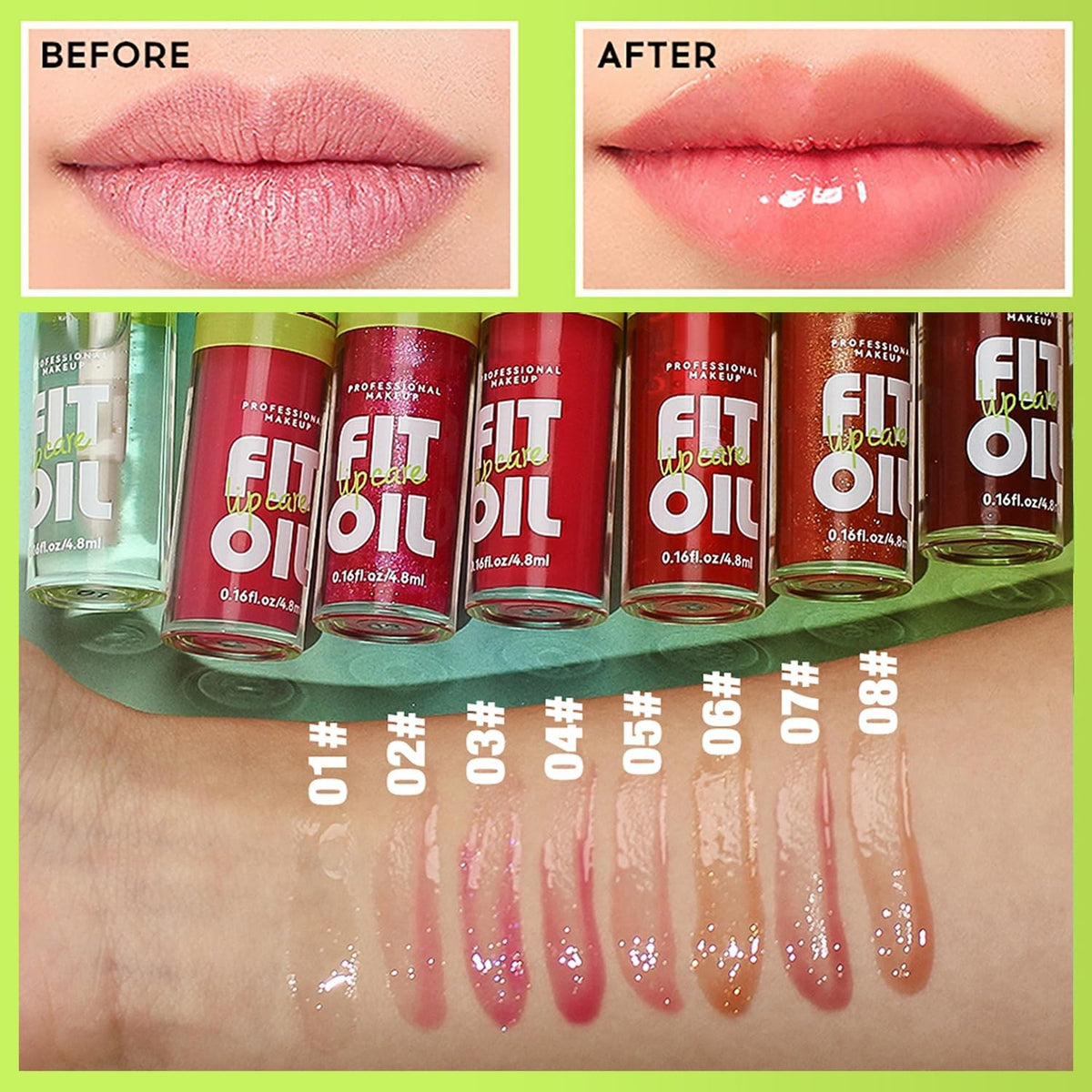 8-Color Lip Plumping Gloss Set with Moisturizing Formula - Voluminous Lip Shine