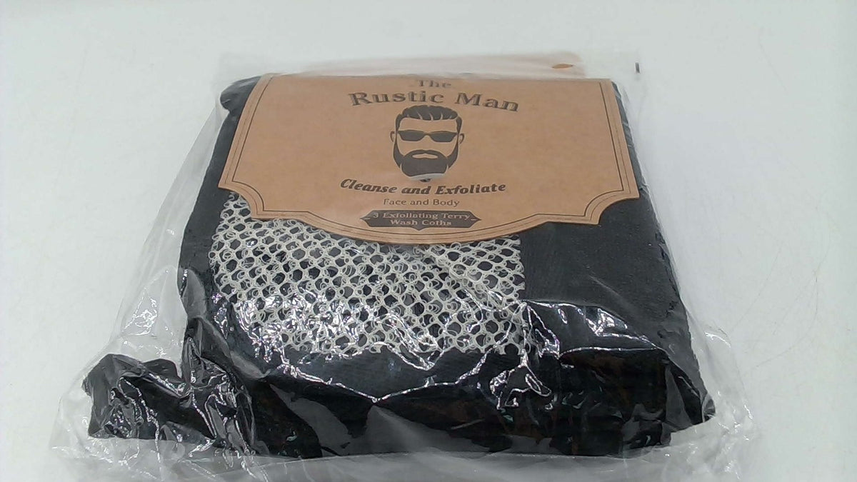 Dual-Sided Black Terry Wash Cloths for Face and Body - Exfoliating & Cleansing