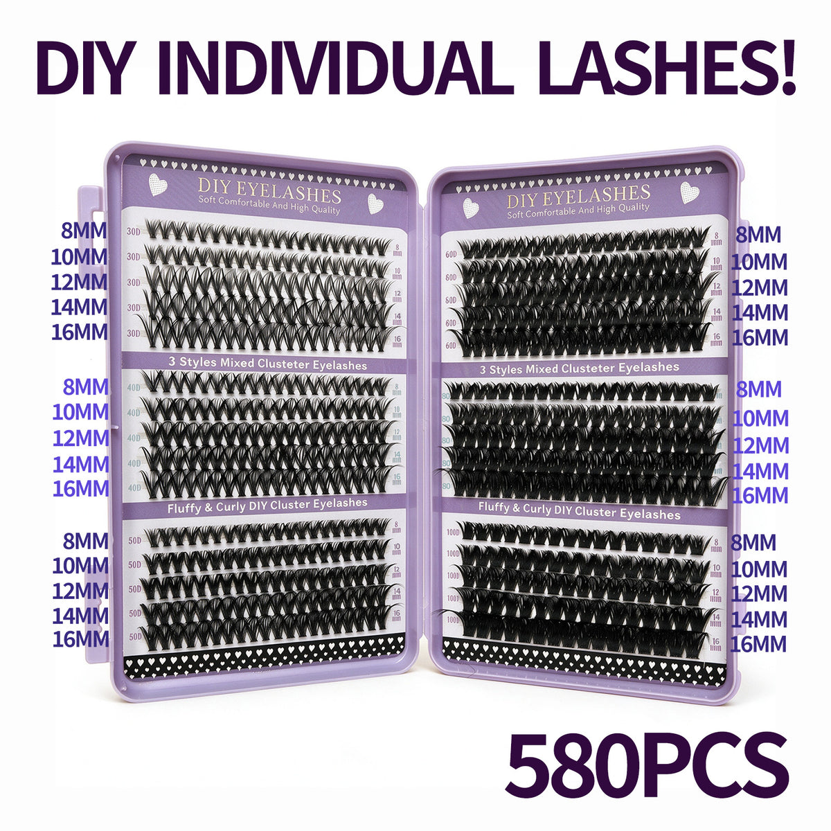 580 Pack Cluster False Eyelashes Mixed Density Wispy Fox Eye Lashes