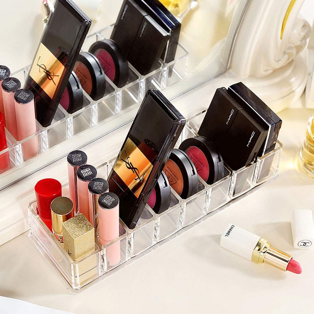 Acrylic Makeup Organizer with 8 Compartments - Clear Compact Storage