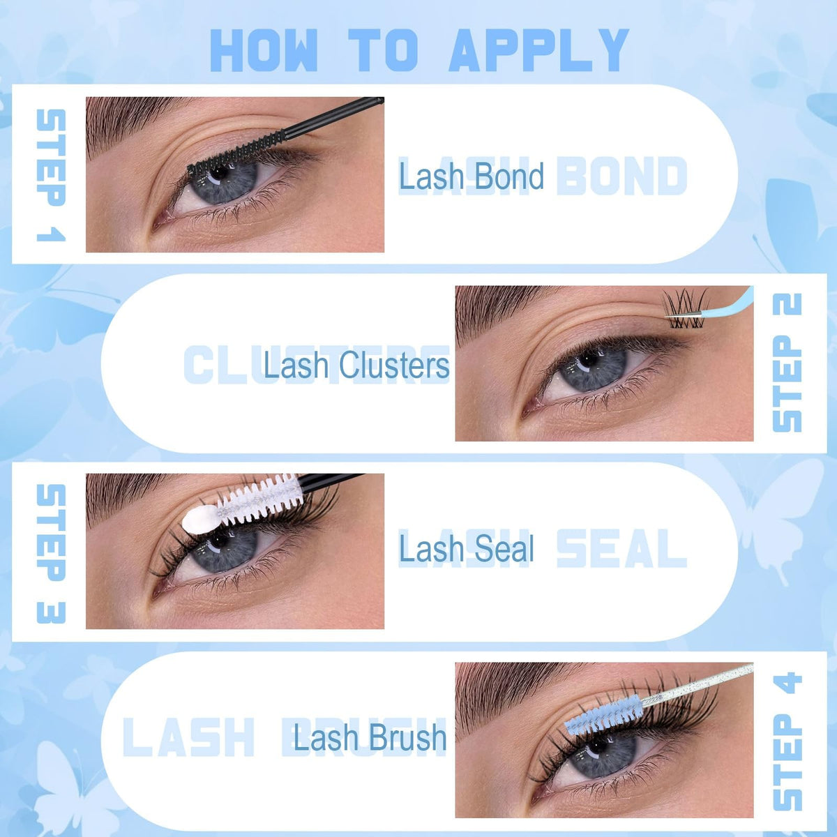 Natural Eyelash Clusters Kit with Invisible Band - DIY Lash Extensions, 100pcs