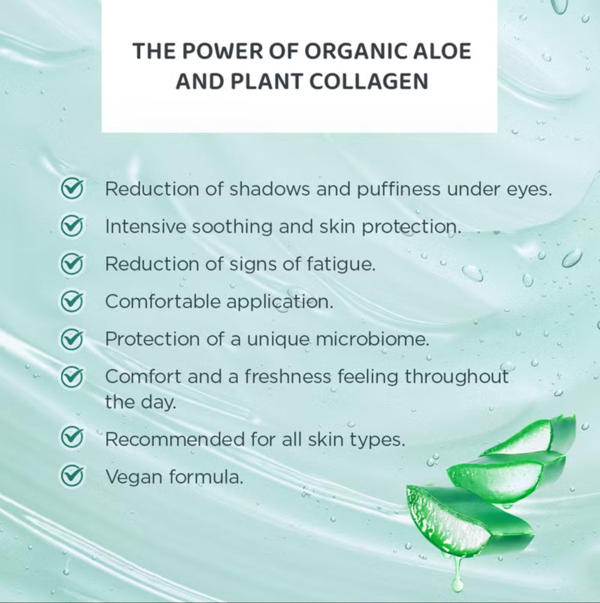 Organic Aloe Collagen Under Eye Roll-On Moisturizer for Dark Circles & Puffiness