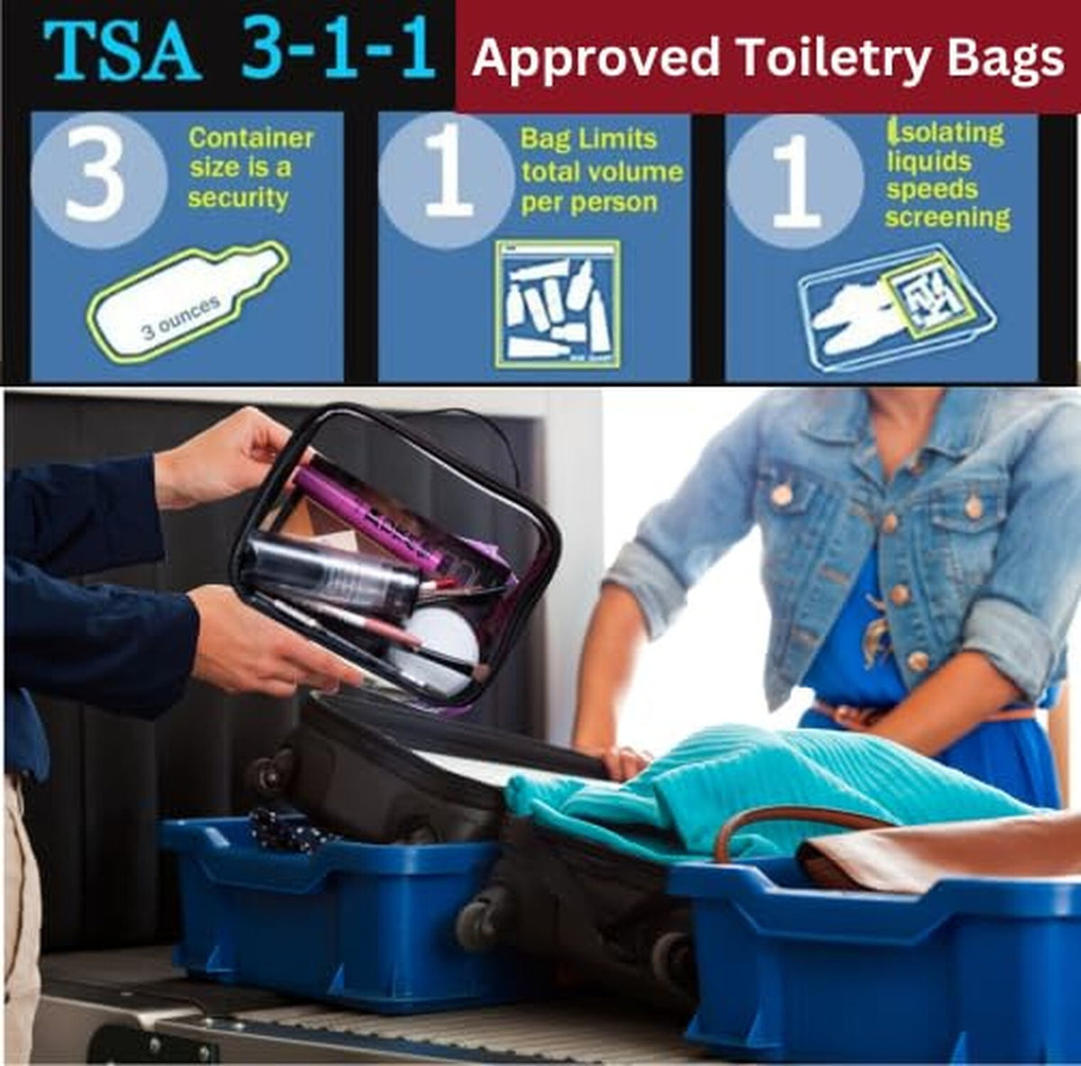 TSA Approved Clear Toiletry Bag - Waterproof Makeup & Travel Organizer