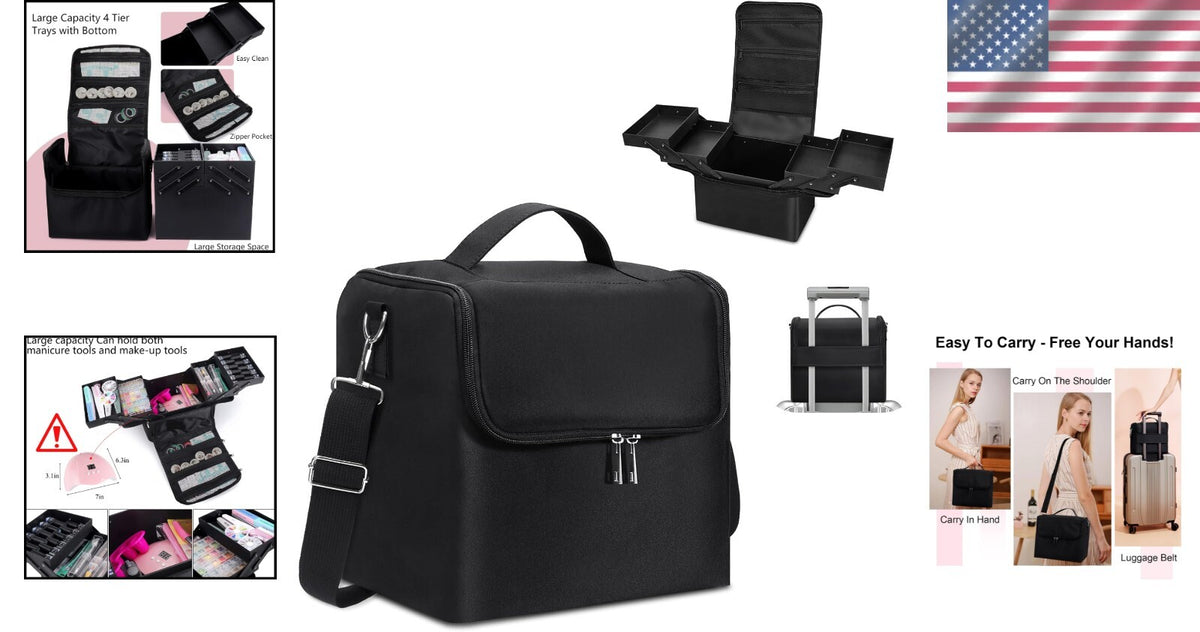 Waterproof Makeup Bag with Adjustable Dividers for Travel & Organization