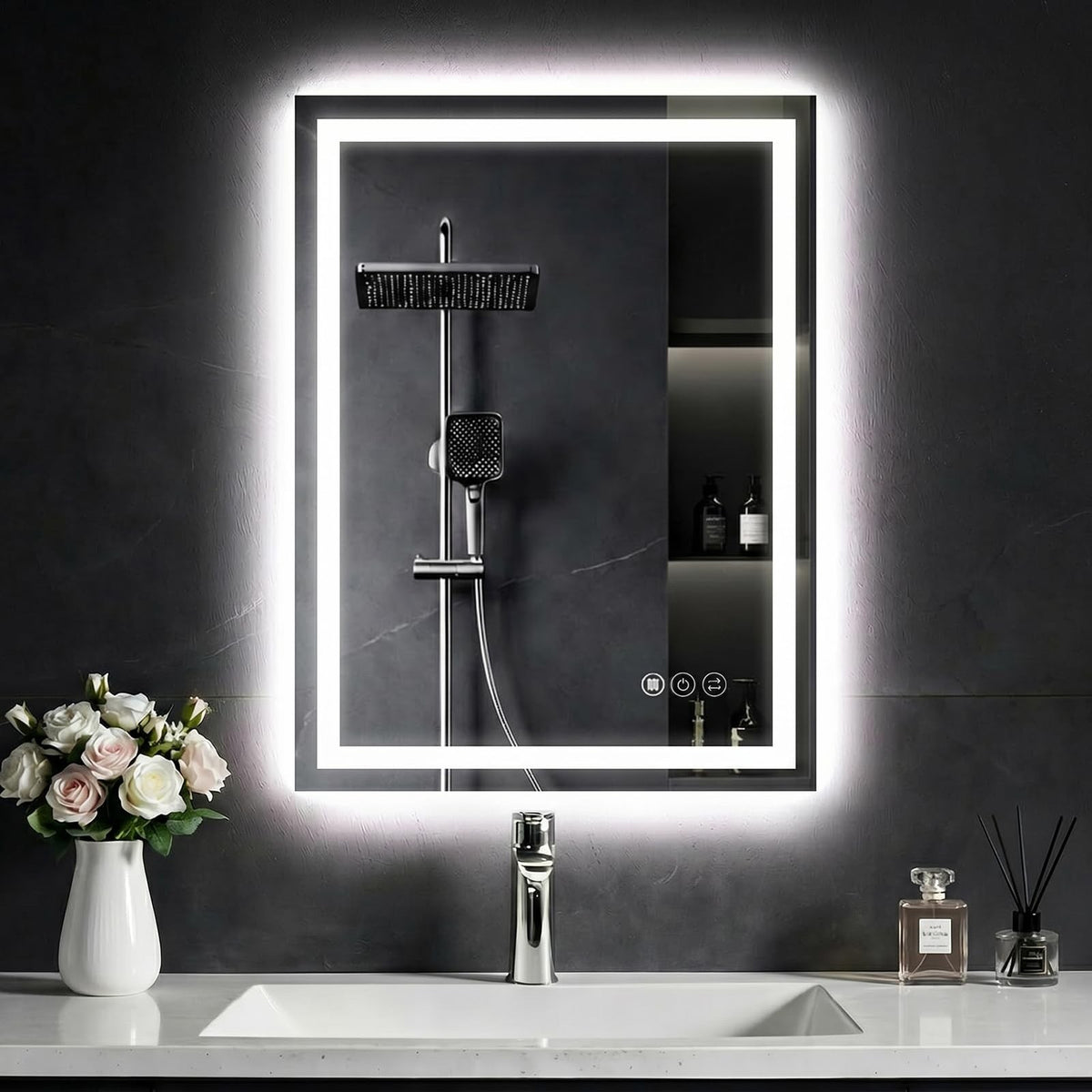 24x32 Inch LED Bathroom Mirror with Lights, Anti-Fog Wall Vanity Mirror