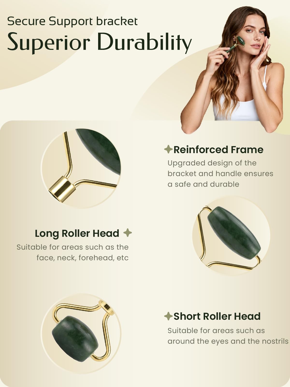 Face Roller & Gua Sha Set - Jade Facial Massage Tools for Self Care, 2 Pieces
