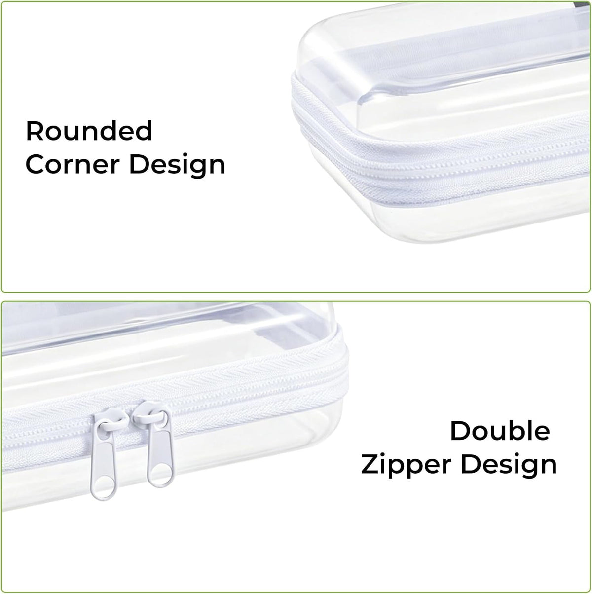 Clear Hard Shell Zipper Organizer Cases - Travel & Home Storage Set of 6